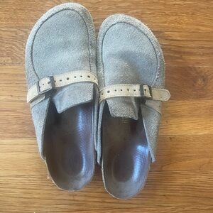 Birkenstock Gray Suede Mules